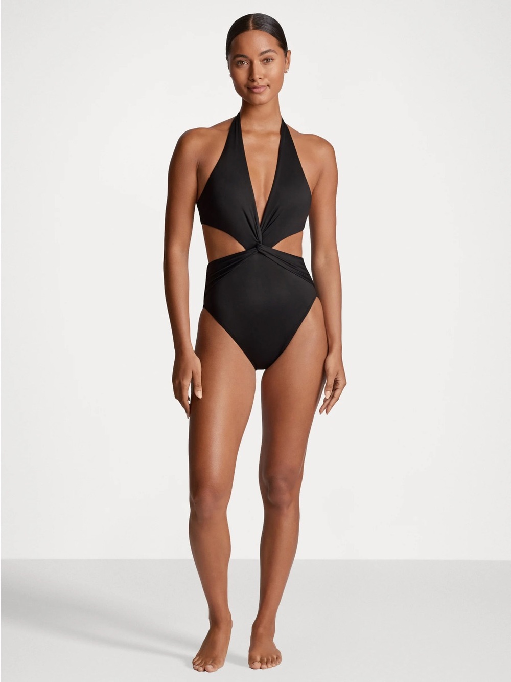 Ralph Lauren CUTOUT TWIST HALTER 1PC - Swimsuit black sz 12